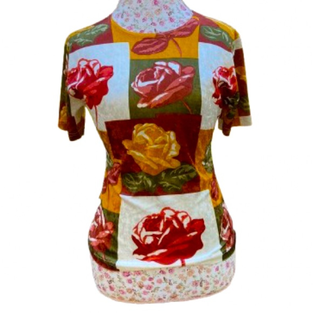 Floral “patchwork” Velvet top